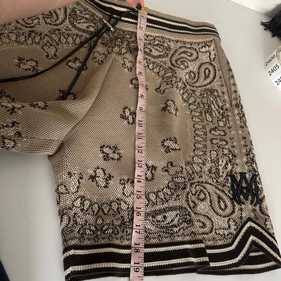 Amiri Bandana Cotton Cashmere Blend Matching Set Tan Brown Polo Shorts Size XXL - Picture 15 of 16